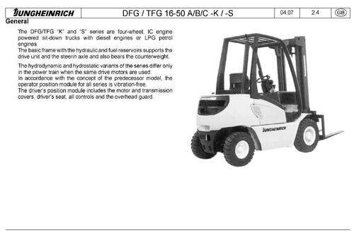 Product picture Jungheinrich Fork Truck Type DFG/TFG 316S/320S/420S/425S/430S/540S/545S/550S Workshop Service Manual
