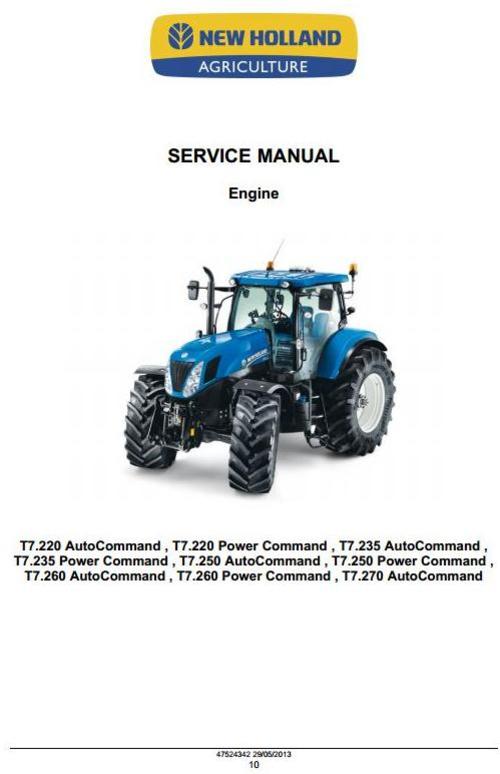 Product picture New Holland Auto Command and Power Command Tractors T7.220, T7.235, T7.250, T7.260, T7.270 Workshop Service Manual