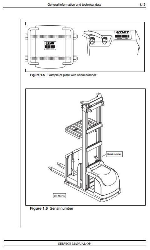 Product picture Atlet Picking Truck Type OPC 100, OPH 100, OPM 100, OPS 100 Workshop Service Manual