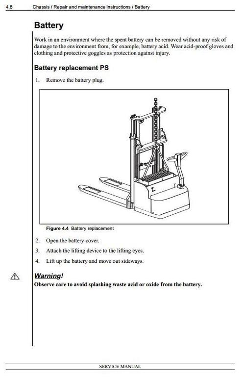 Product picture Atlet Pallet Stackers PS 125, PSH 160, PSH 200 Workshop Service Manual