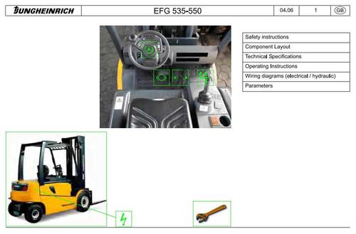 Product picture Jungheinrich Electric Lift Truck Type EFG 535, EFG 540, EFG 545, EFG 550 (11.09-08.13) Workshop Service Manual