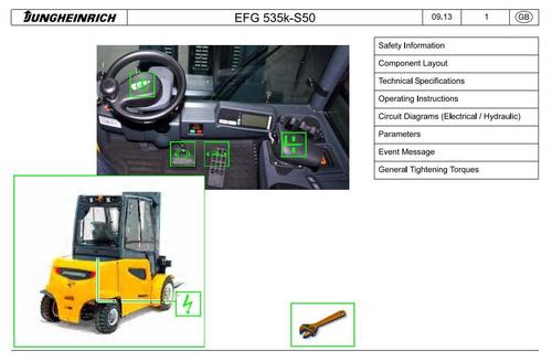 Product picture Jungheinrich Electric Lift Truck EFG 535K(KS), EFG 540 (K,S,KS), EFG 545(K,S,KS), EFG 550(S), EFG S40(S), EFG S50(S) Workshop Service Manual