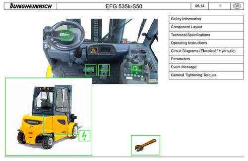 Product picture Jungheinrich Electric Lift Truck EFG 535K(KS), EFG 540 (K,S,KS), EFG 545(K,S,KS), EFG 550(S), EFG S40(S), EFG S50(S) Workshop Service Manual