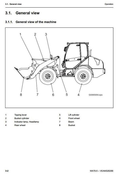 Product picture Komatsu Wheel Loader WA70-5 sn: H50051 and up Workshop Service Manual