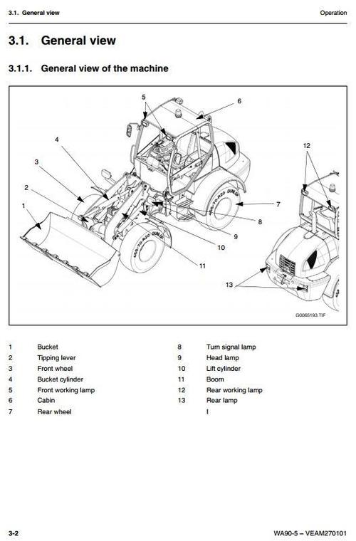 Product picture Komatsu Wheel Loader WA90-5 sn: H50051 and up Workshop Service Manual