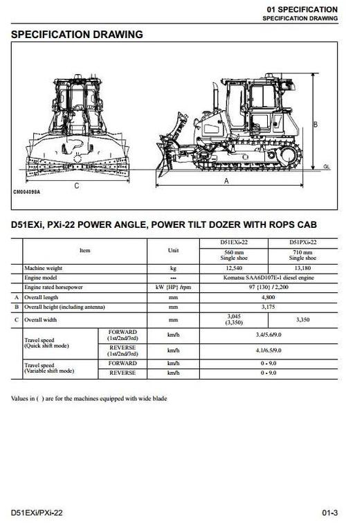 Product picture Komatsu Crawler Dozers D51EXi-22 sn: B13500 and up, D51PXi-22 sn:B13500 and up Workshop Service Manual