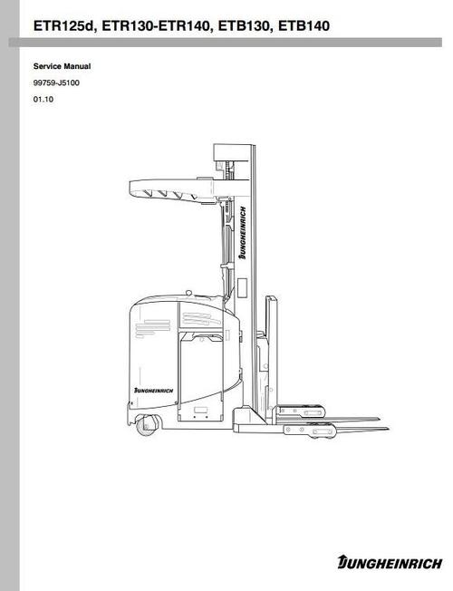 Product picture Jungheinrich Electric Reach Truck ETB130, ETB140, ETR125D, ETR130, ETR135,  ETR140 Workshop Service Manual