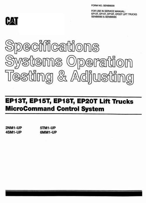 Product picture CAT Electric Forklift Truck Microcommand Control System EP13T, EP15T, EP18T, EP20T Workshop Service Manual