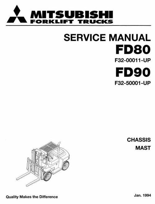 Product picture Mitsubishi Diesel Forklift Truck FD80 (F32-00011-UP), FD90 (F32-50001-UP) Workshop Service Manual